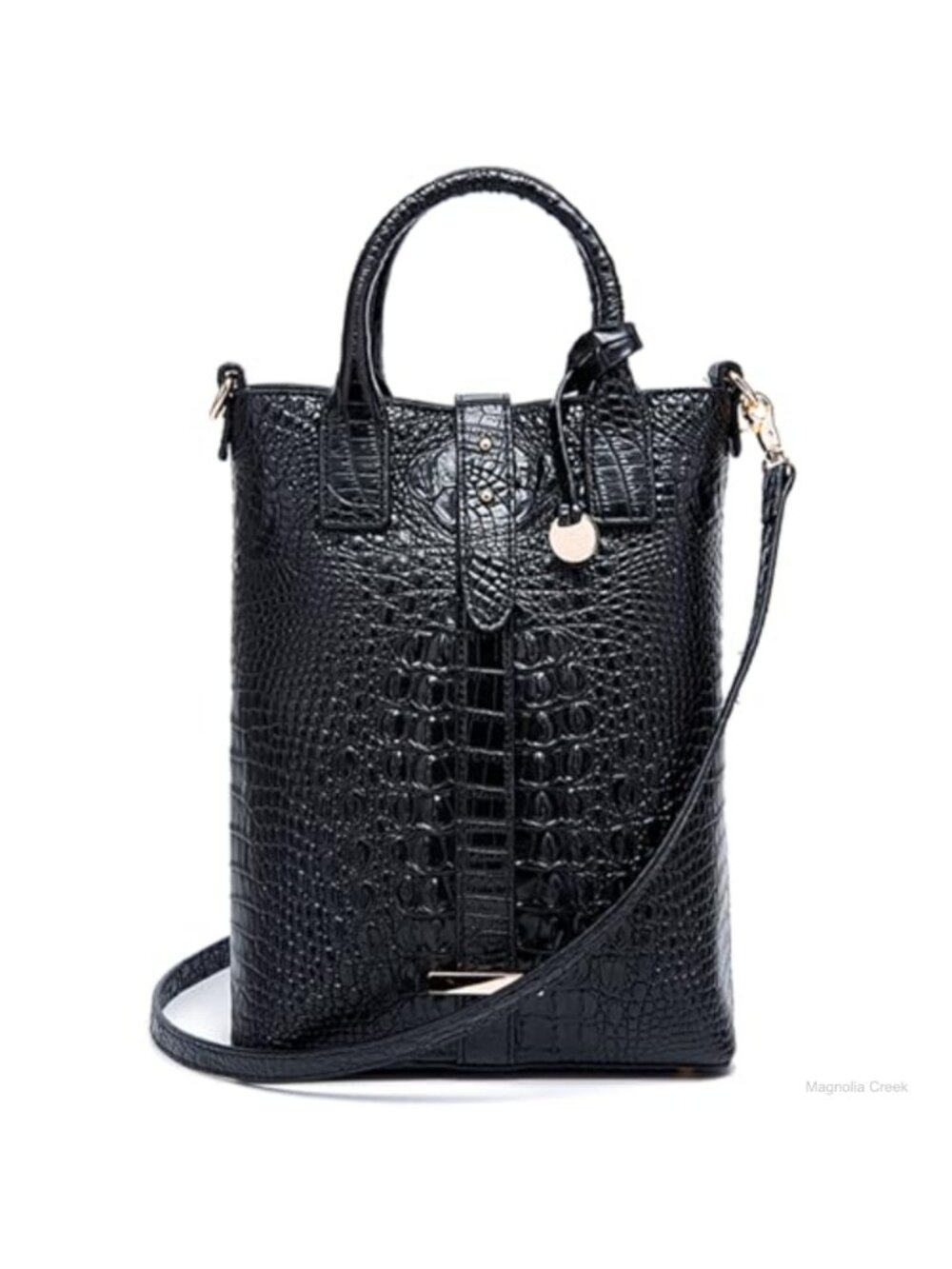 Crocodile-Embossed Vegan Leather Tote Bag Office Work Purse